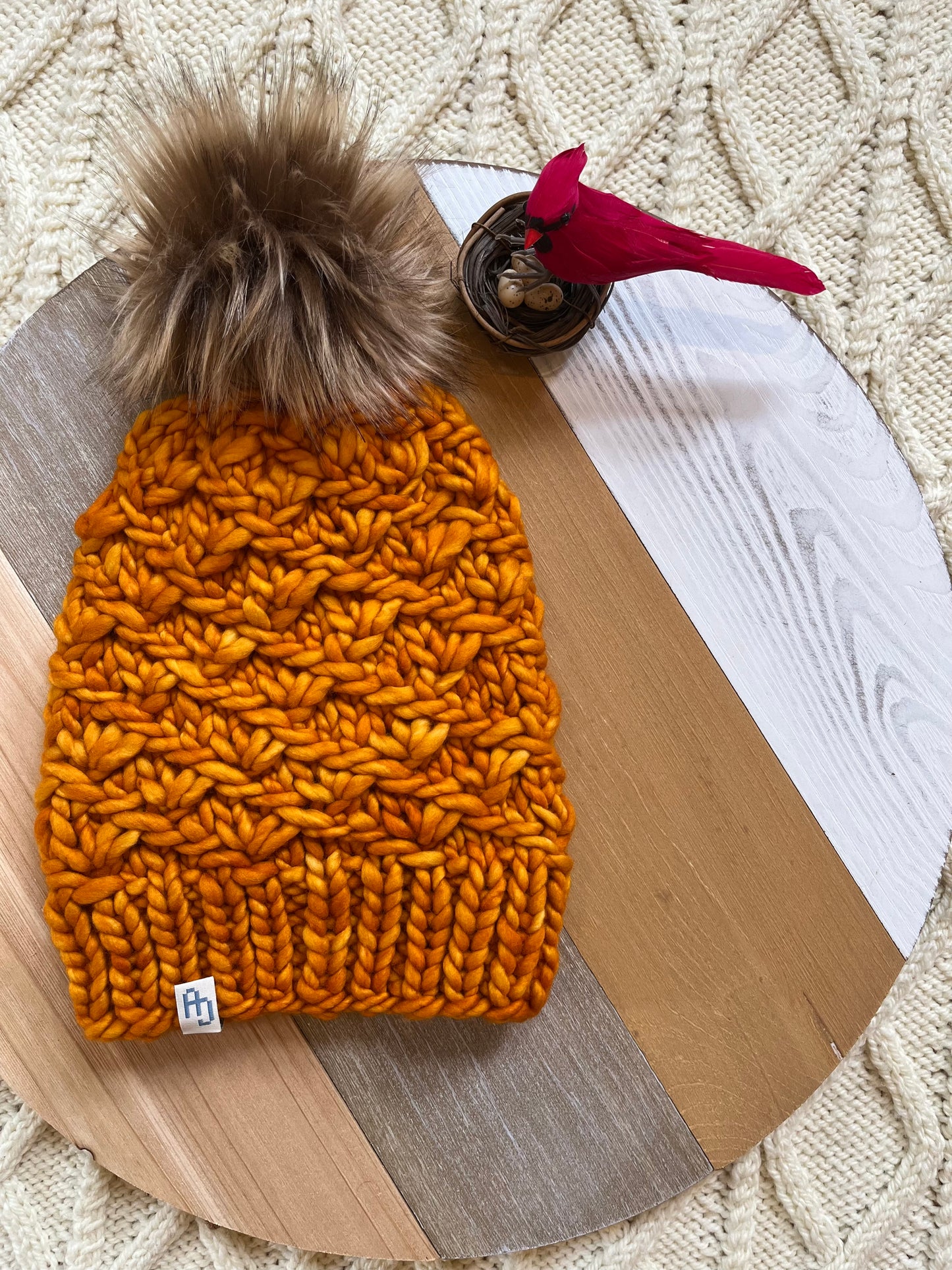 Adult Scallop Beanie - Orange